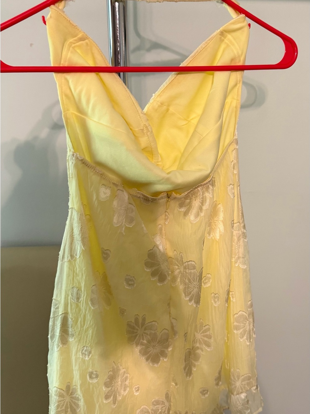 Strapless Yellow Floral Slip Dress Junior Medium